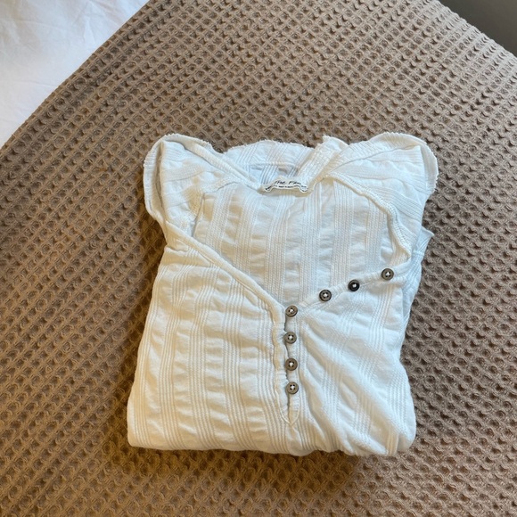 We The Free Cream Ribbed Button-Front Top - Picture 2 of 5